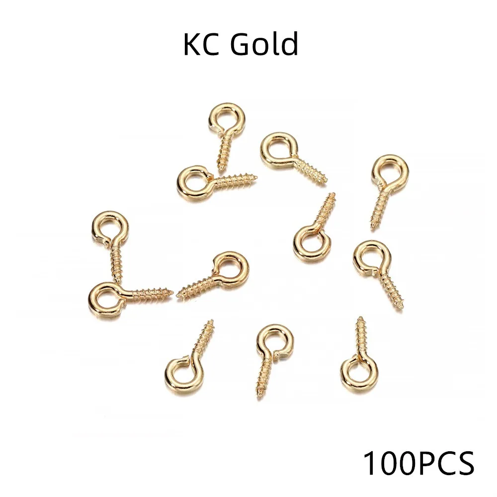 100-200pcs Small Tiny Mini Eye Pins Eyepins Hooks Eyelets Screw Threaded Gold Clasps Hooks Jewelry Findings For Making DIY 