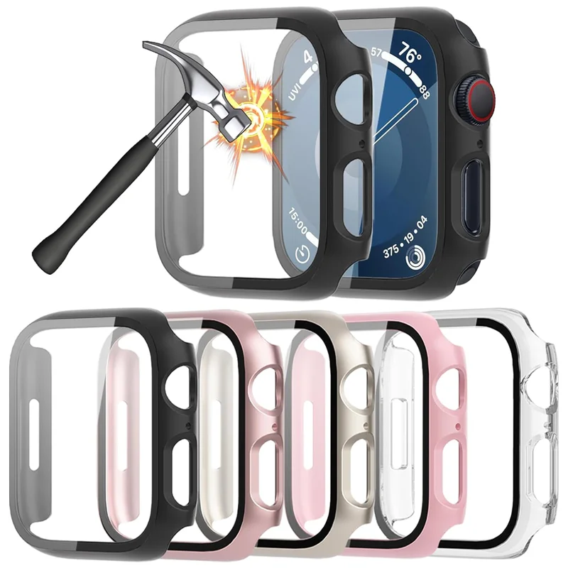 Vetro Temperato + Cover Per Apple Watch Case 44Mm 45Mm 41Mm 40Mm Proteggi Schermo Apple Watch Accessori Serie 9 8 7 4 3 5 6 Se