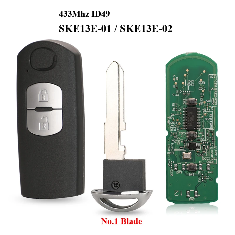 thumbnail image 2 of 2-Button Folding Key Shell Replacement For Mazda 3 5 6 CX-5 CX-7 CX-9 RX-8 2 of 13