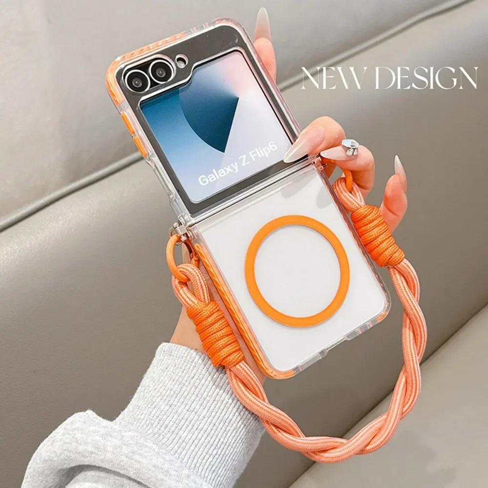 Magnetic Phone Case with Wrist Strap - Transparent Cover