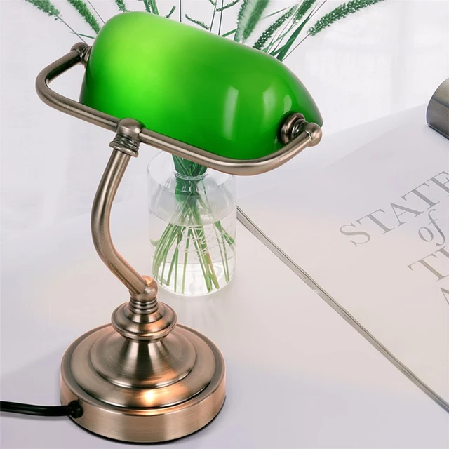 Retro Traditional Style Bankers Lamp Table lamp, Green Glass Shade Banker's  Desk Lamp for Living Room Office Study Reading Metal Desk lamp  (Color:Brass), Desk Lamps -  Canada