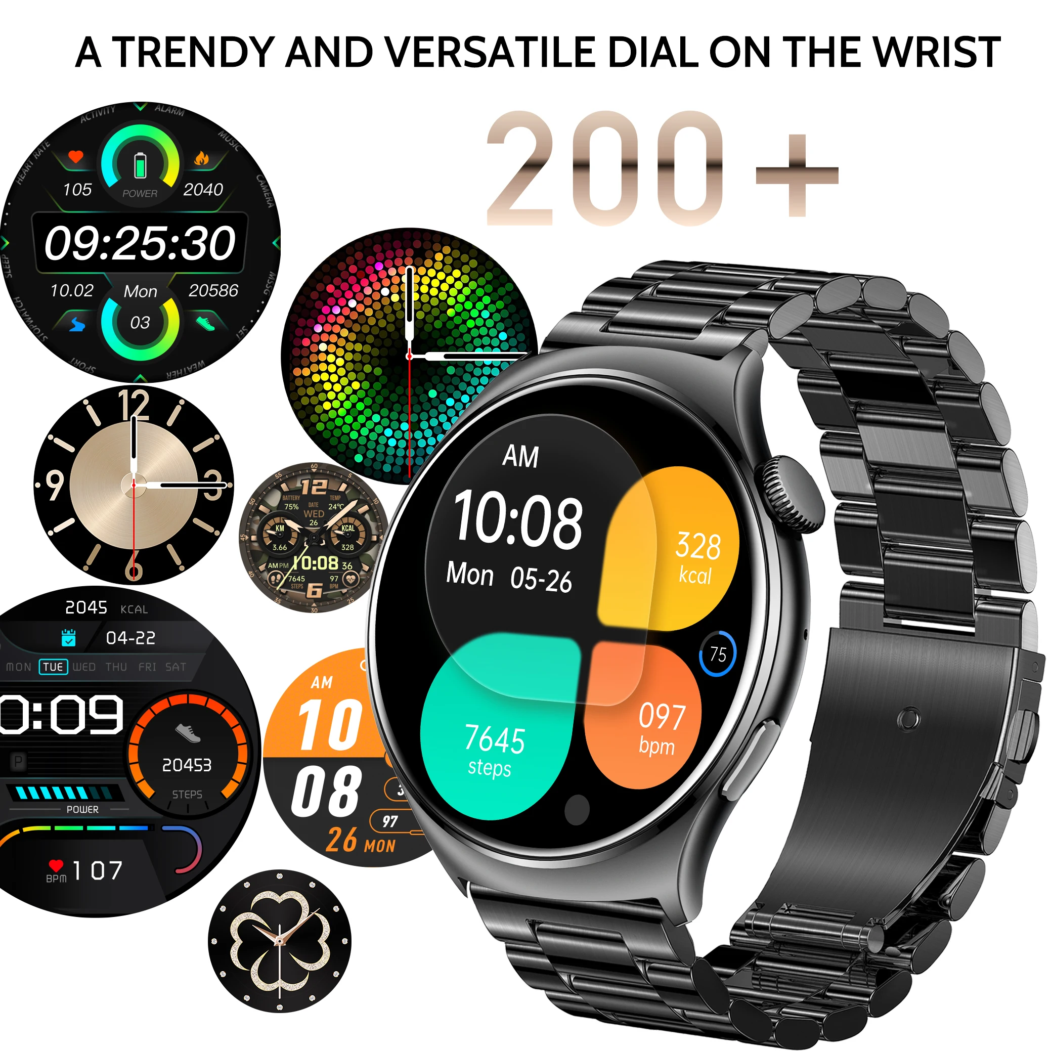 2024 진짜 AMOLED 스마트 워치 남녀공용, 1.43 인치 1ATM 방수 스포츠 시계 화면, 항상 시간 표시, 음성 통화 스마트워치