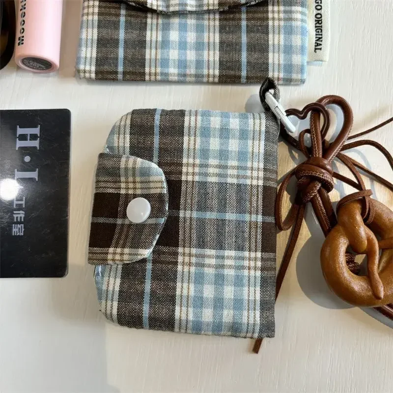 Photocard Holder Card Holder 1 Pc Dark Coffee Plaid Card Purse for Kids Girl Fashion Student Mini Photocard Wallet ID Bank Card Wallet Retro Organizer