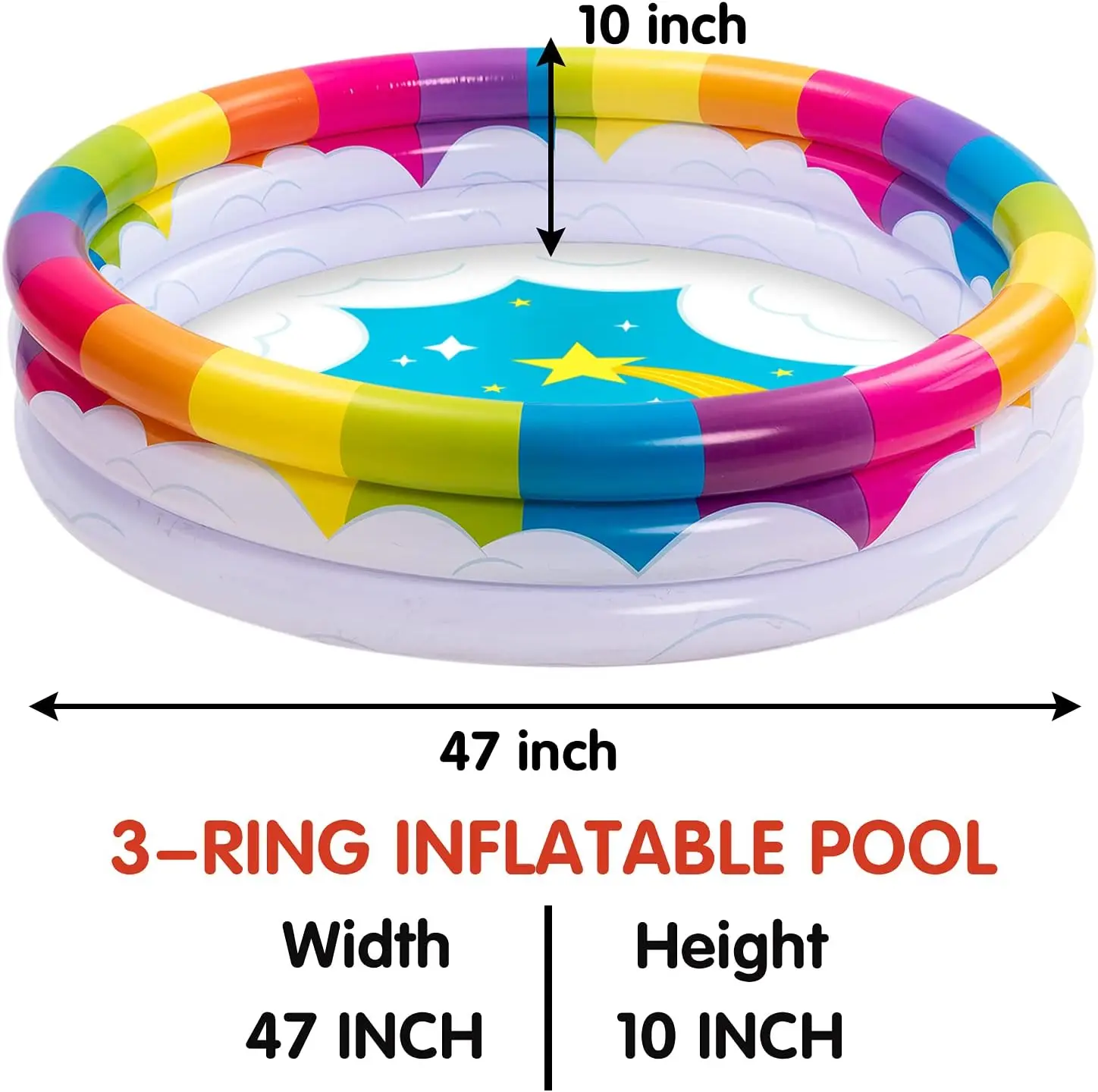 Rainbow Unicorn Baby Removable Swimming Pool Inflatable Pool forChildren Ring Swim Game Water for Summer Fun Ages 3+