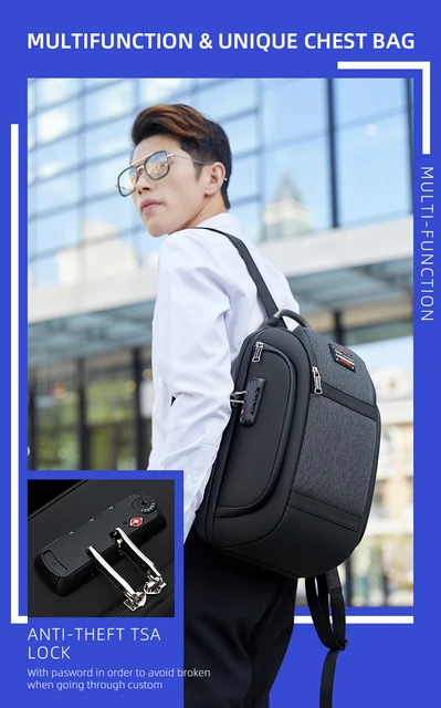 Monospalla Borsa Uomo Zaino Zainetto Borsello A Tracolla Petto Porta USB Z26 - Foto 3