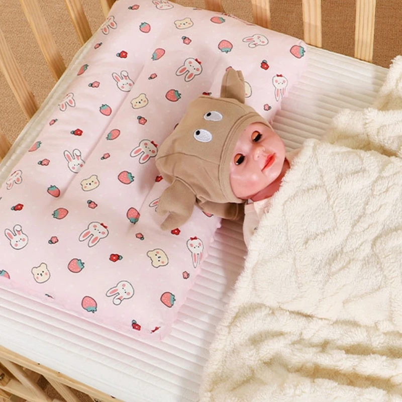 Double Sided Toddler Pillow Soft & Lightweight Bean Dot Fabric Baby Headrest Pillow for Kids Comfortable Support