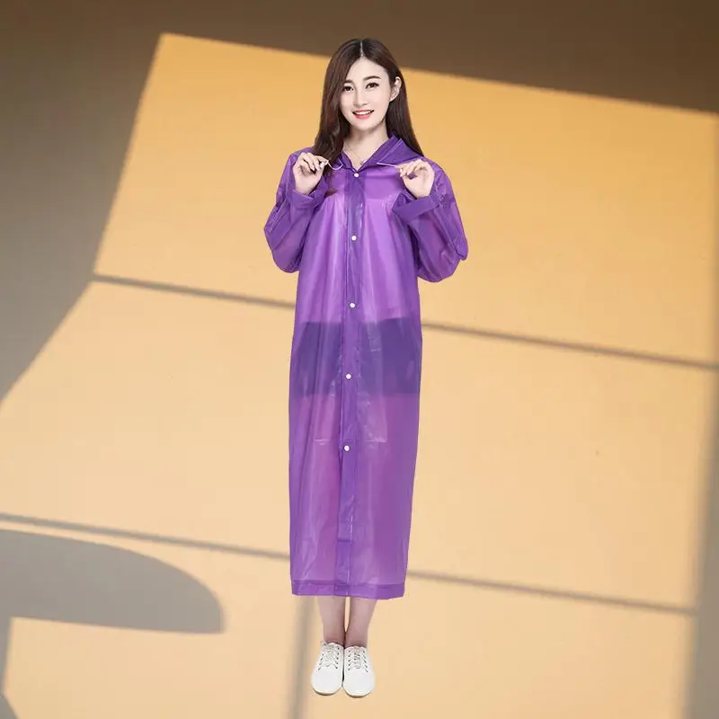 

Wholesale Transparent Unisex Adult Raincoat Made of EVA Material