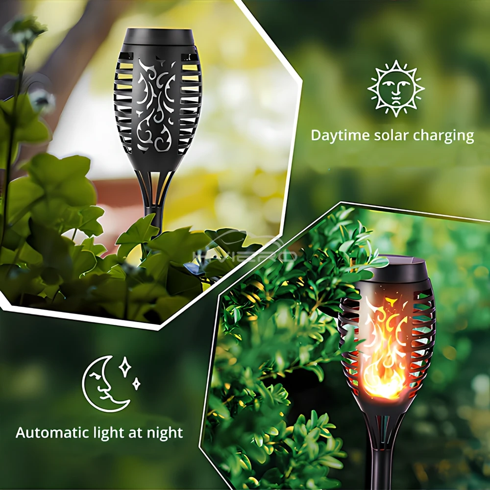 1/2/4/8Pcs Solar Flame Lights 12LED Bulbs Flickering Waterproof Garden Decoration Outdoor Lawn Path Yard Patio Night Floor Lamps garden decoration lamps