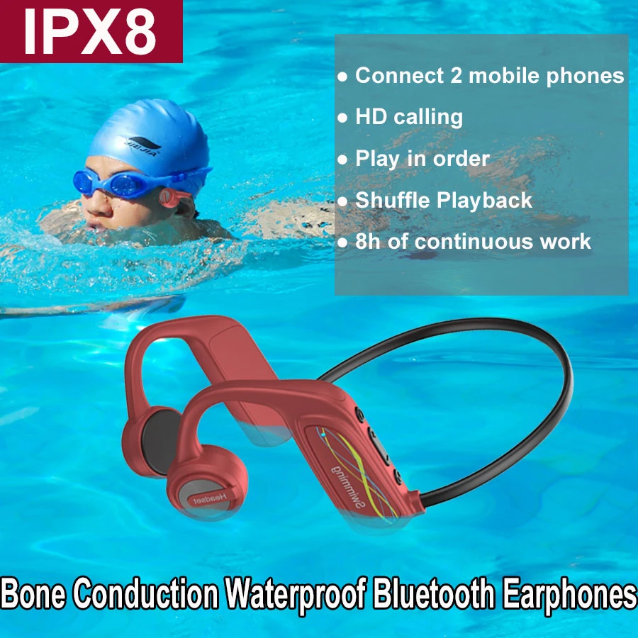 silbar Minimizar Bombardeo Auriculares impermeables Ipx8 con Bluetooth para iphone, cascos con  conducción ósea, HD, llamadas, natación, buceo, deporte, reproductor mp3,  16G| | - AliExpress