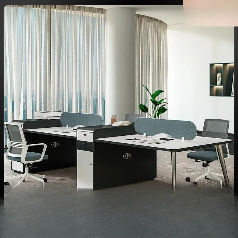 Staff office desk and chair combination, simple modern desk staff space, office four or six person computer desk, card space
