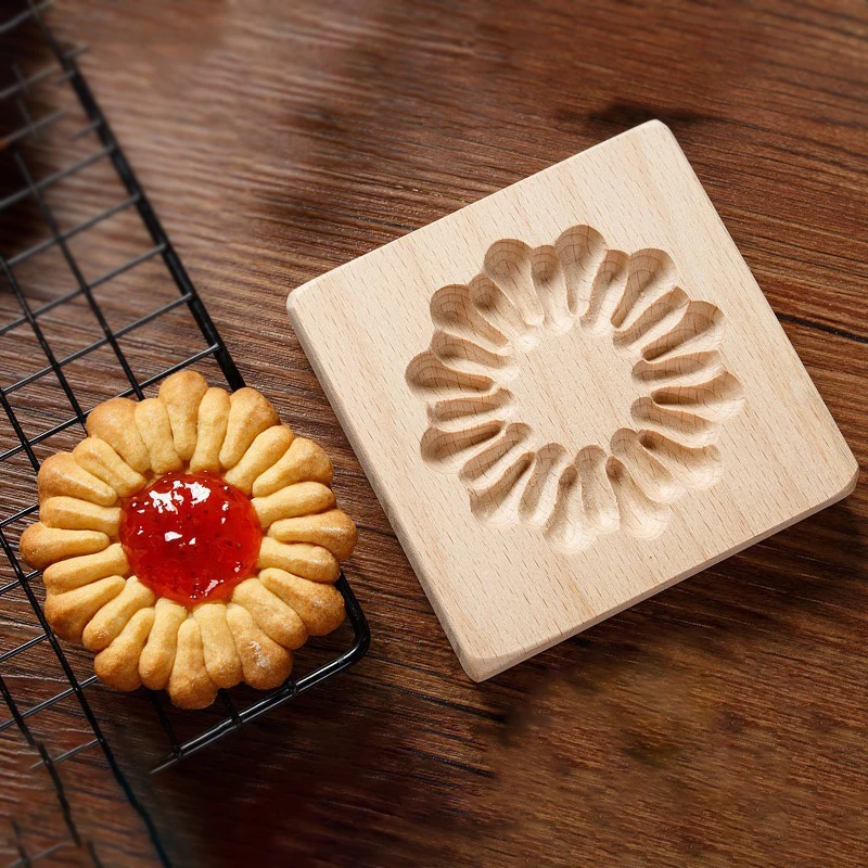 Cookie Cutter, 3D Wooden, DIY Baking, Engraved Embossed Biscuit Molds, for Gingerbread Fondant Christmas Baking