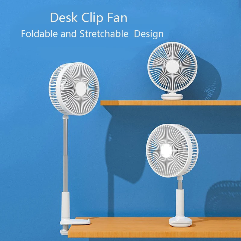 

Portable Desk Clip Fan Rechargeable Foldable and Telescopic Low Noise Fan Cooling for Household Outdoors Office Air Cooler