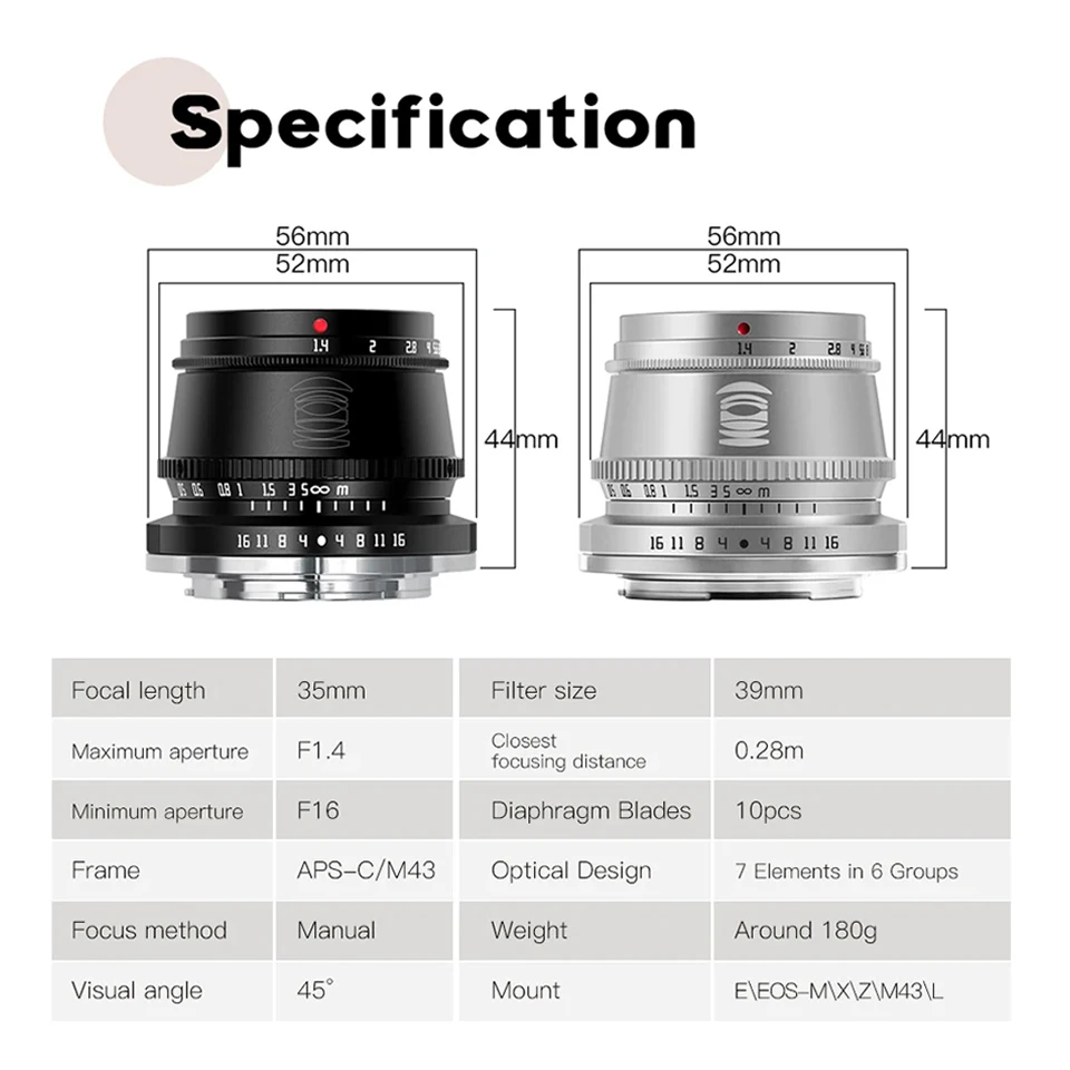 TTArtisan APS-C 35mm F1.4 대구경 휴대용 카메라 렌즈 ( E A7RIII, 니콘 ZFC, 후지필름 마운트용, 스튜디오 촬영)