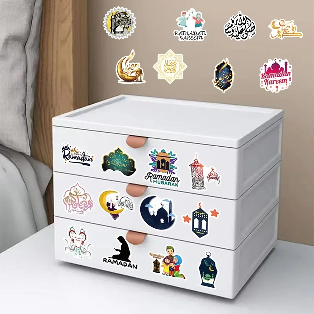 10Pcs Crescent Moon Festival Eid Mubarak Packaging Sealing Sticker Candy Bag Gift Box Labels for Kids Party Decor Supplies