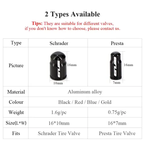 2pcs GUB Aluminum CNC Bicycle Tire Valve Cap MTB Road Bike Tube Tyre Gas Nozzle Cover for AV FV Schrader Presta Valve Dustproof - Image 3