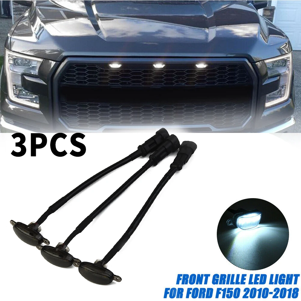 

3X Smoked Lens Amber Car Light LED Front Grille Running Lights For Ford F150 Raptor Modify Off-road Vehicles Warning Fog Lamp