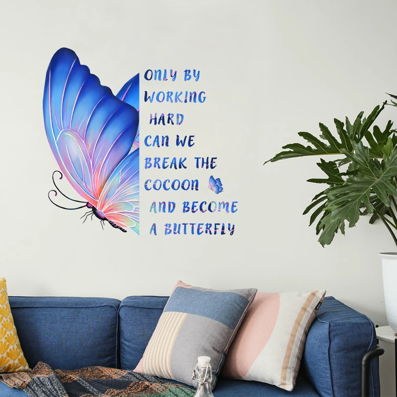 

Creative Butterfly English Only Bedroom, Living Room, Children's Room Decoration Self Adhesive Removable Wall Stickers