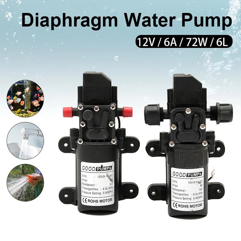 

DC 12V 130PSI 6L/Min Automatic Flow Switch AUTO Diaphragm Water Pump Small Safe High Pressure Self Priming Pumps Agricultural