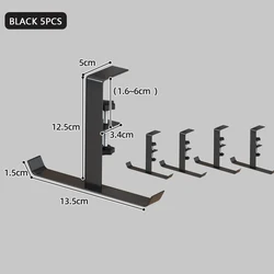 Adjustable No - Punch Desk Edge Hook for Office and Student Backpack Storage (Black5pcs)