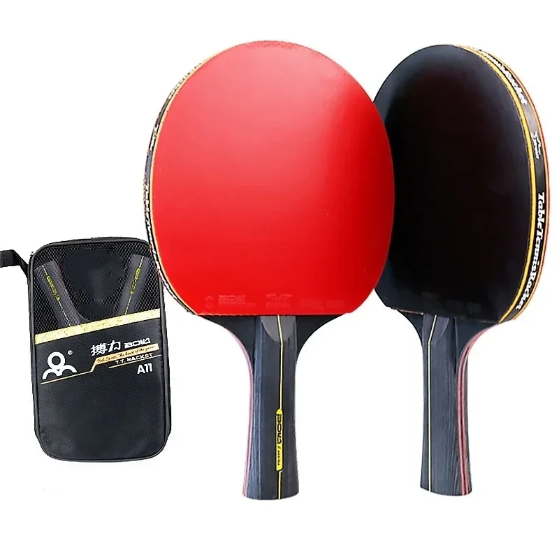 2PCS Professional 6 Star Table Tennis Racket Ping Pong Racket Set Pimples-in Rubber Hight Quality Blade Bat Paddle with Bag table tennis racket