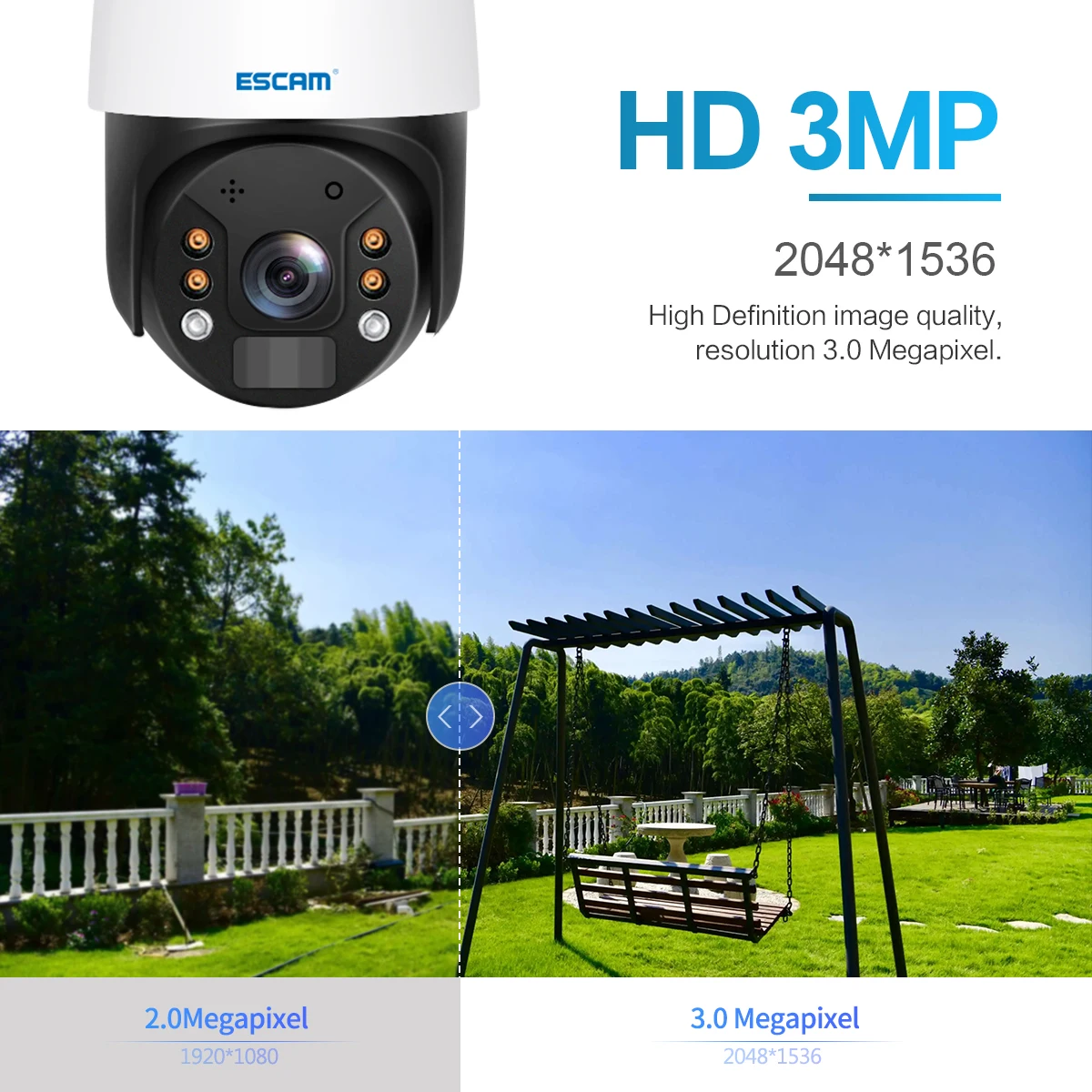 ESCAM QF724 3MP 1296P Wireless PTZ  4G Camera For Euro&Unite States Full Color Night Vision Home Security CCTV Monitor images - 6