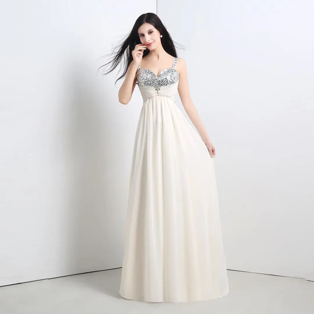 

2023 Evening Dress Wedding Dress For Women Tulle Sequin Ivory Chiffon Suspenders Shining Long Formal Party Bridesmaid Ball Gown