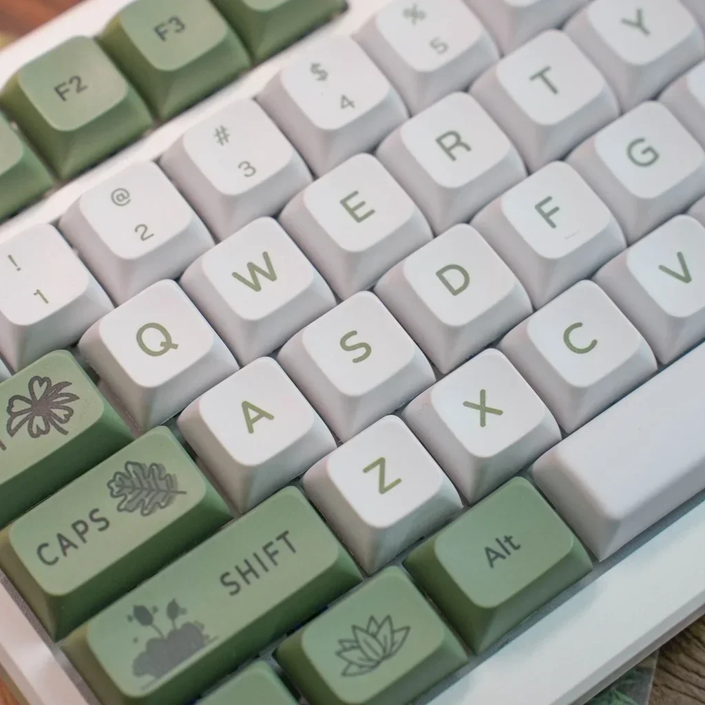 Forest Green Teclado Mecânico Keycaps Perfil Xda Sublimação Pbt Estilo Fresco Branco Verde 125 Teclas - Imagem 3