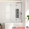 51" Tri-Fold Bathtub Shower Door Tempered Glass Framedless Design Waterproof Seal Installation Ease 1