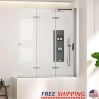 51" Tri-Fold Bathtub Shower Door Tempered Glass Framedless Design Waterproof Seal Installation Ease 1