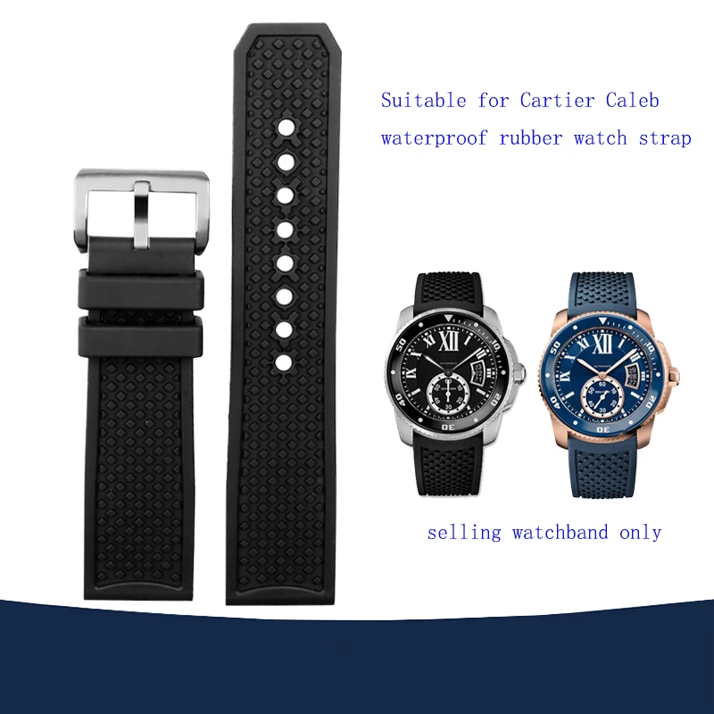 Cinturino Sportivo Impermeabile Per Cartier Caliber London Tank Strap Men Cinturino In Silicone Gomma Fluorurata 23Mm 24Mm Nero Blu