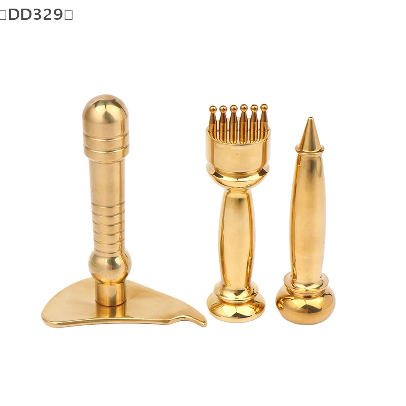 〔DD329〕Pure Copper Meridian Massage Stick Trigger Point Body Massager Brass Meridian Scraping Board Muscle Acupoint Pres Pen