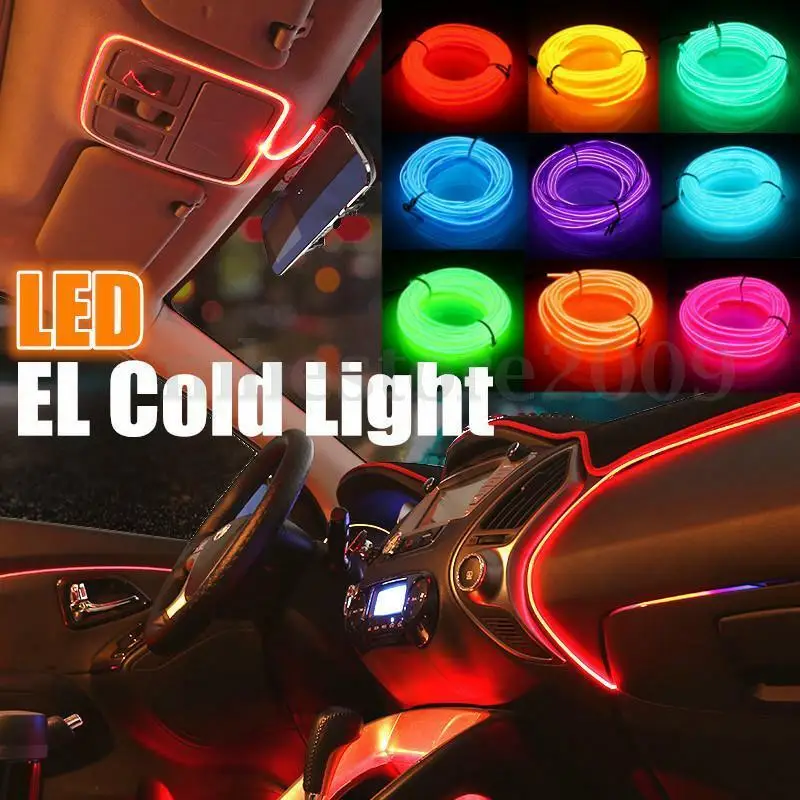 

EL Wire String Car Interior Atmosphere Lighting DIY Ambient Neon Light Strip Glow EdgeTube Decor Lamp USB Party 1M/2M/3M/4M/5M