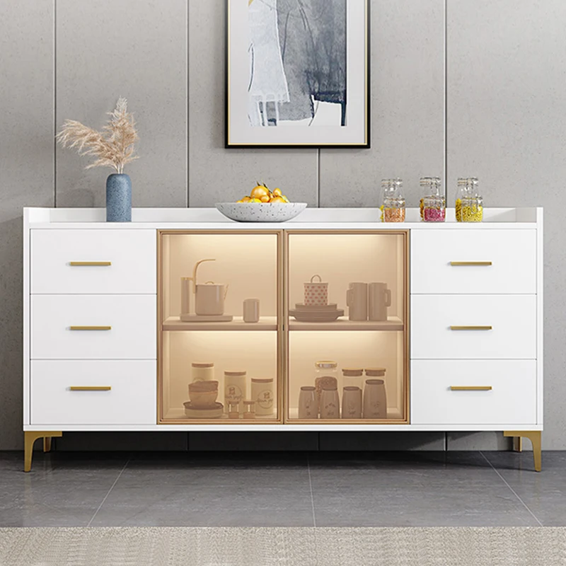 Closet Tall Kitchen Cabinet Sideboard Bar Glass Wine Dining Metal Cabinet Pantry Storage Muebles Kitchen Complete Furniture 3