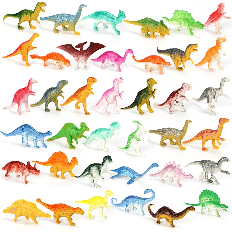 39 Pz/Lotto Mini Simulazione Animale Dinosauro Modello Triceratopo Tirannosauro Brachiosaurus Figure Bambini Giocattoli Educativi Cognitivi