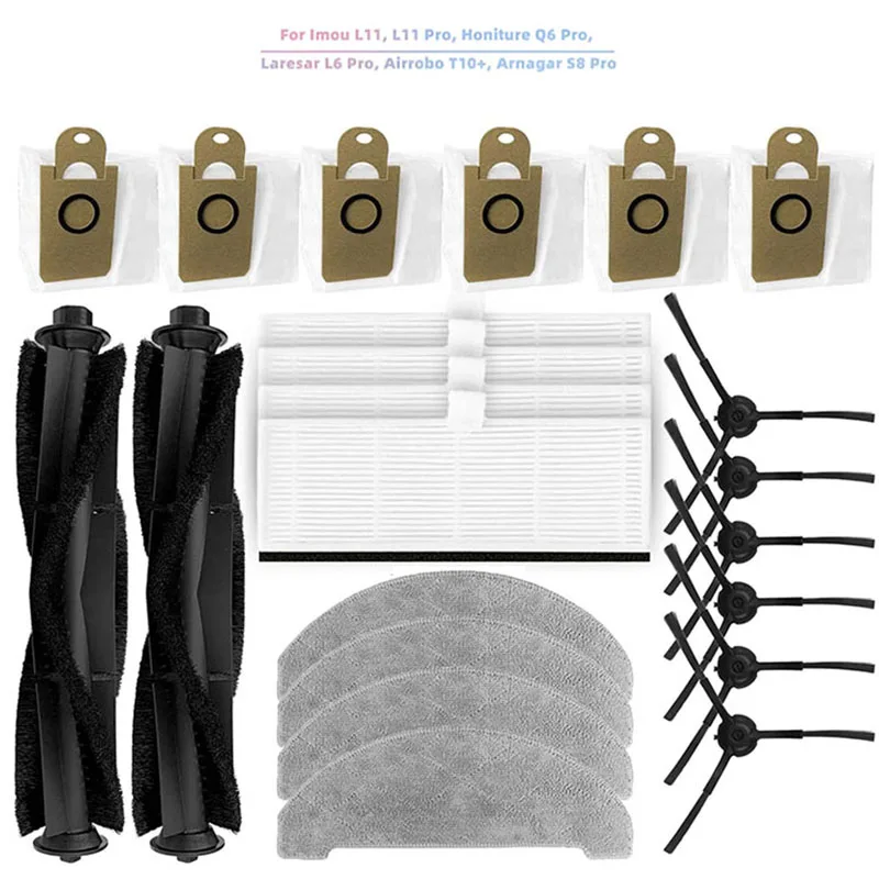 Ersatzteile Für Imou L11Pro / L11Pro MAX, Honiture Q6 Pro, Laresar L6 Pro Airrobo T10 Roboter Staubsauger 2 Hauptburste 4 Seitenbursten 4 Hepa Filter 3 Wischpads 3 Staubbeutel Zubehorset 87176948