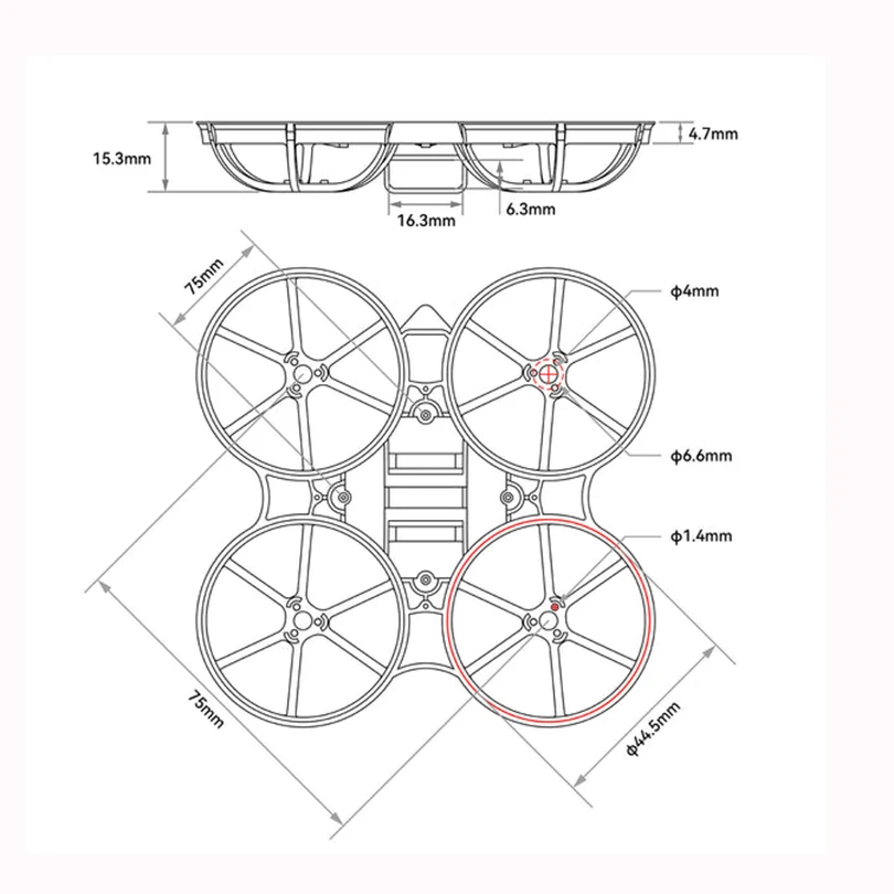 Lot de 5 Châssis pour Drone FPV Micro 75II - Pièces de Rechange