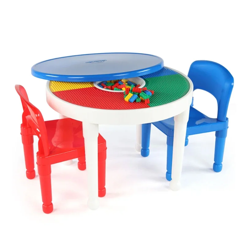 

Humble Crew Playtime 2 in 1 Plastic Building Block-Compatible Activity Table Chairs Set New Kids Chairs