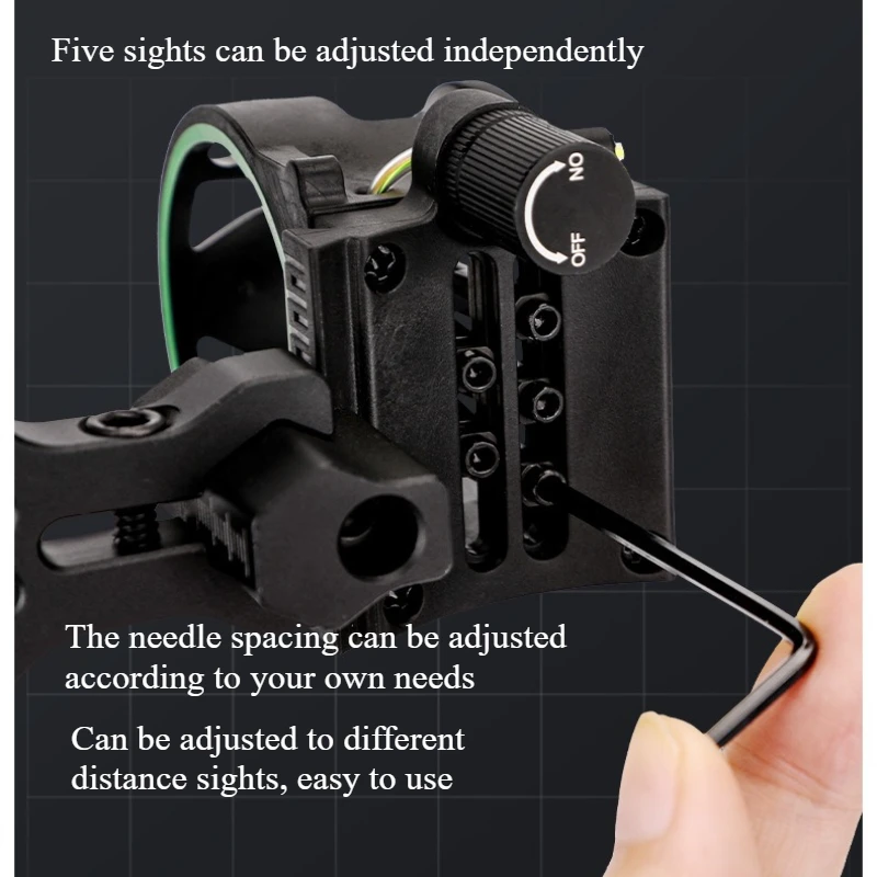 M1 Five Pin Sight Archery Equipment with Four-way Adjustable Sight Precise and Independently Adjustable Accuracy Easy To Use