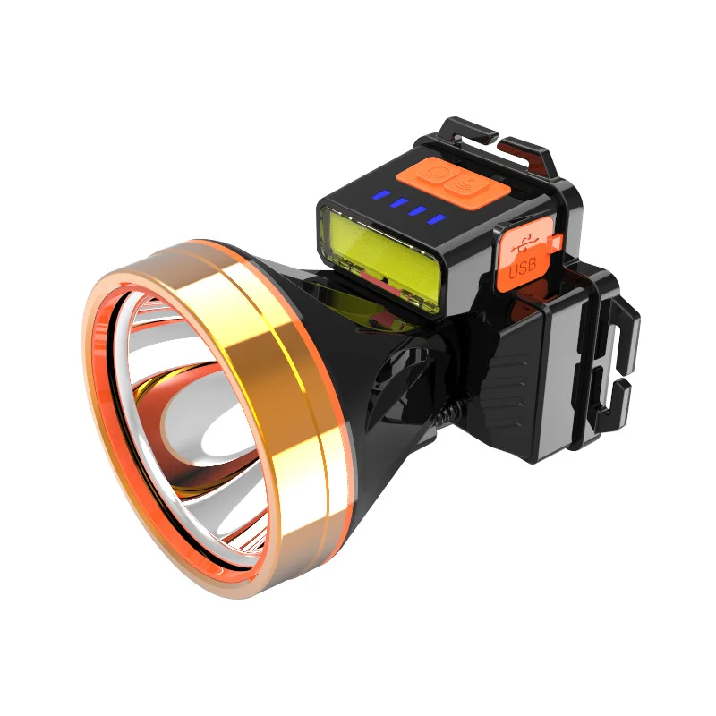 

High-Powered Rechargeable LED Headlamp Dual Lithium Battery Adjustable Focus Outdoor Night Fishing Flashlight