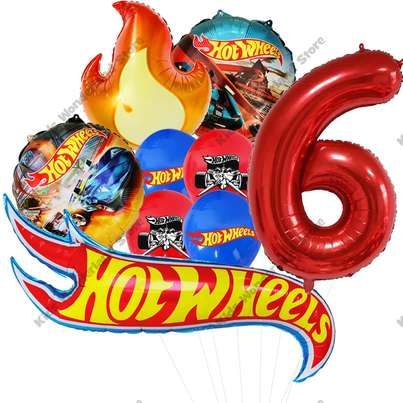 Hot Wheels Birthday Party Balloon Bouquet Decorations 32inch Red Number 1st 2nd Balloons Set Flamme Cars Globos For Boys Girls images - 6