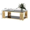 Modern Stainless Steel Rectangle Glass Coffee Table – Gold Legs