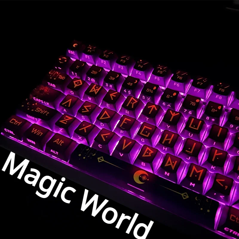 night-sky-fantasy-magic-keycap-oem-highly-side-engraved-translucent-purple-mechanical-keyboard-keycap-pbt-dye-sublimation