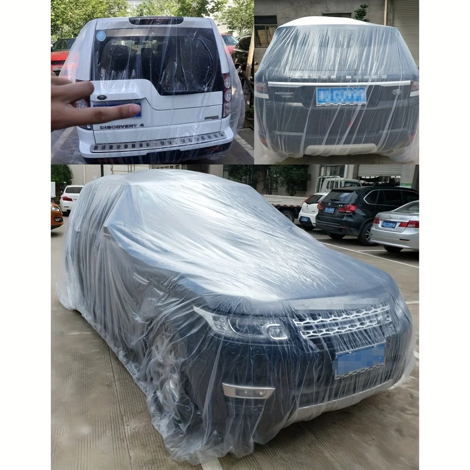 UV-Resistant Transparent PE Car Cover – Waterproof, Dustproof & Scratch-Resistant, Universal Fit 2
