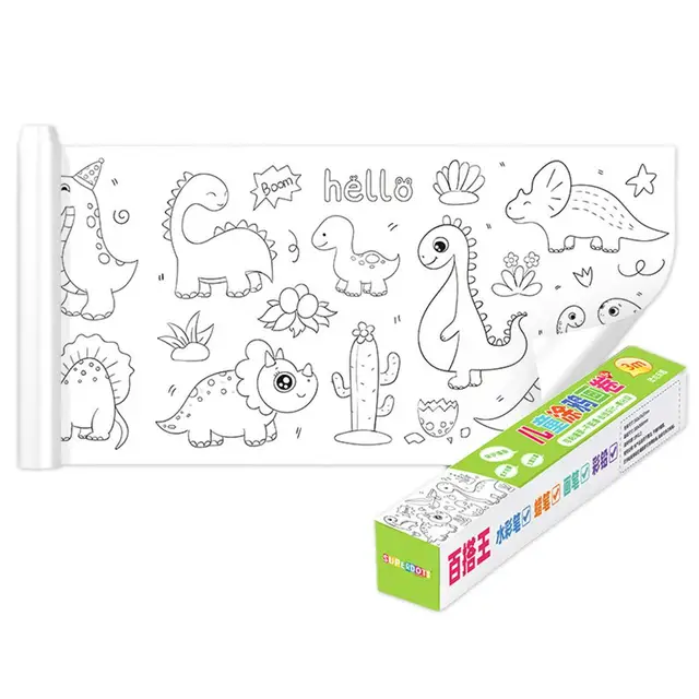 Papel para Colorir,Rolo de desenho infantil interessante 35,43 x 11,8 pol  Papel para colorir pegajoso - Conjunto de adesivos para colorir de parede  para crianças, presente de brinquedo Rianpesn