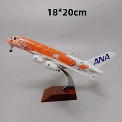 20cm Air Japan ANA Airlines Green Cartoon Sea Turtle Diecast Airplane Toy (Orange)