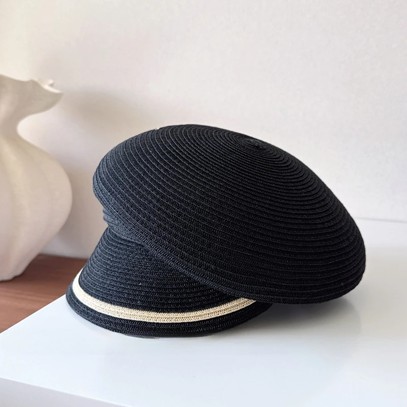 Women Summer Sloping Brim Visor Cap Retro casual Cabbie Beret Girls Beach Paperboy Cap