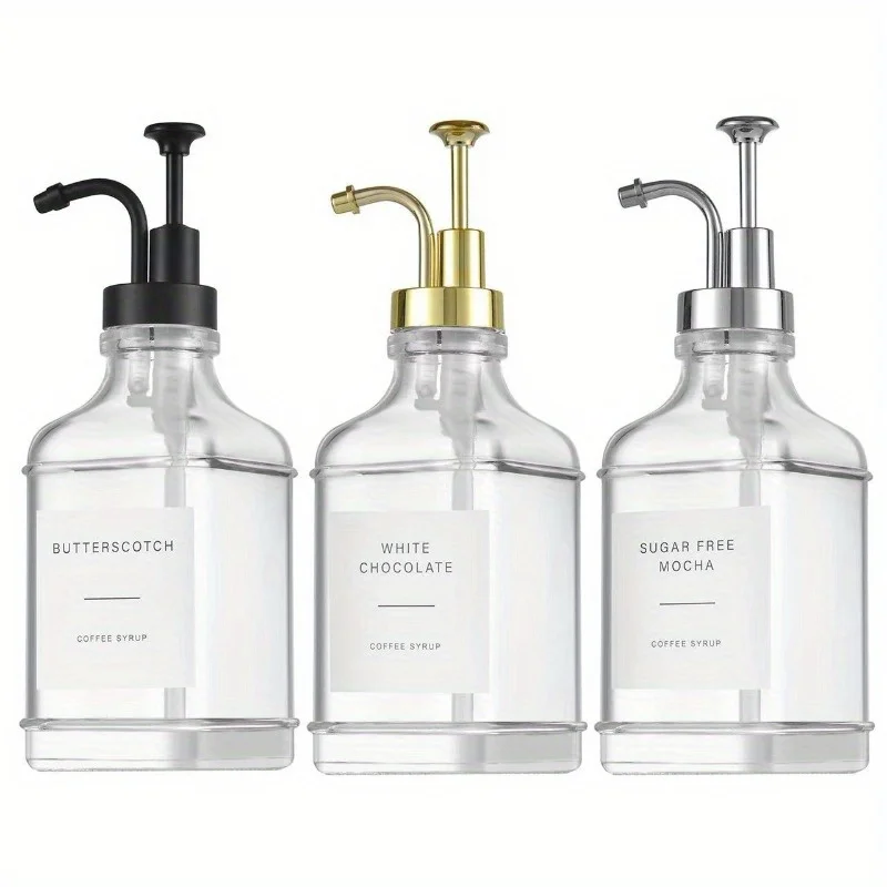 1pc Glass Soap Bottles Dispenser,500ml Square Shampoo Lotion Container,Liquid Hand Dish Soap Bottle for Bathroom Kithcen