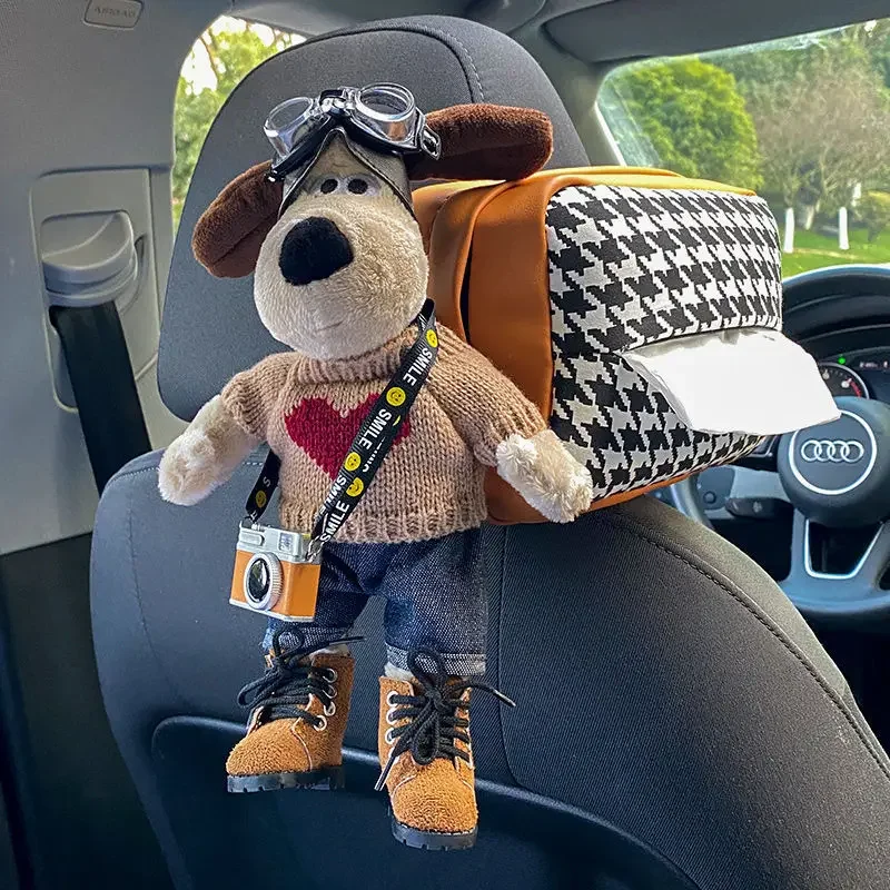 Caja de pañuelos para coche, creativa y bonita caja de pañuelos de papel para guardar perros, accesorio decorativo de lujo, organizador interior del vehículo
