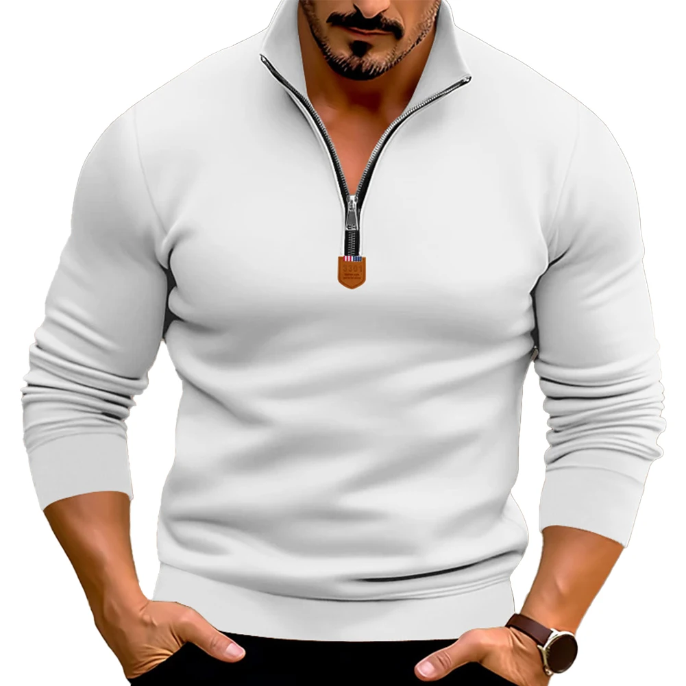 

Stylish and Comfortable Men\\'s Fleece Sweatshirt Long Sleeve Quarter Zip Pullover Sporty Stand Collar S 2XL Sizes