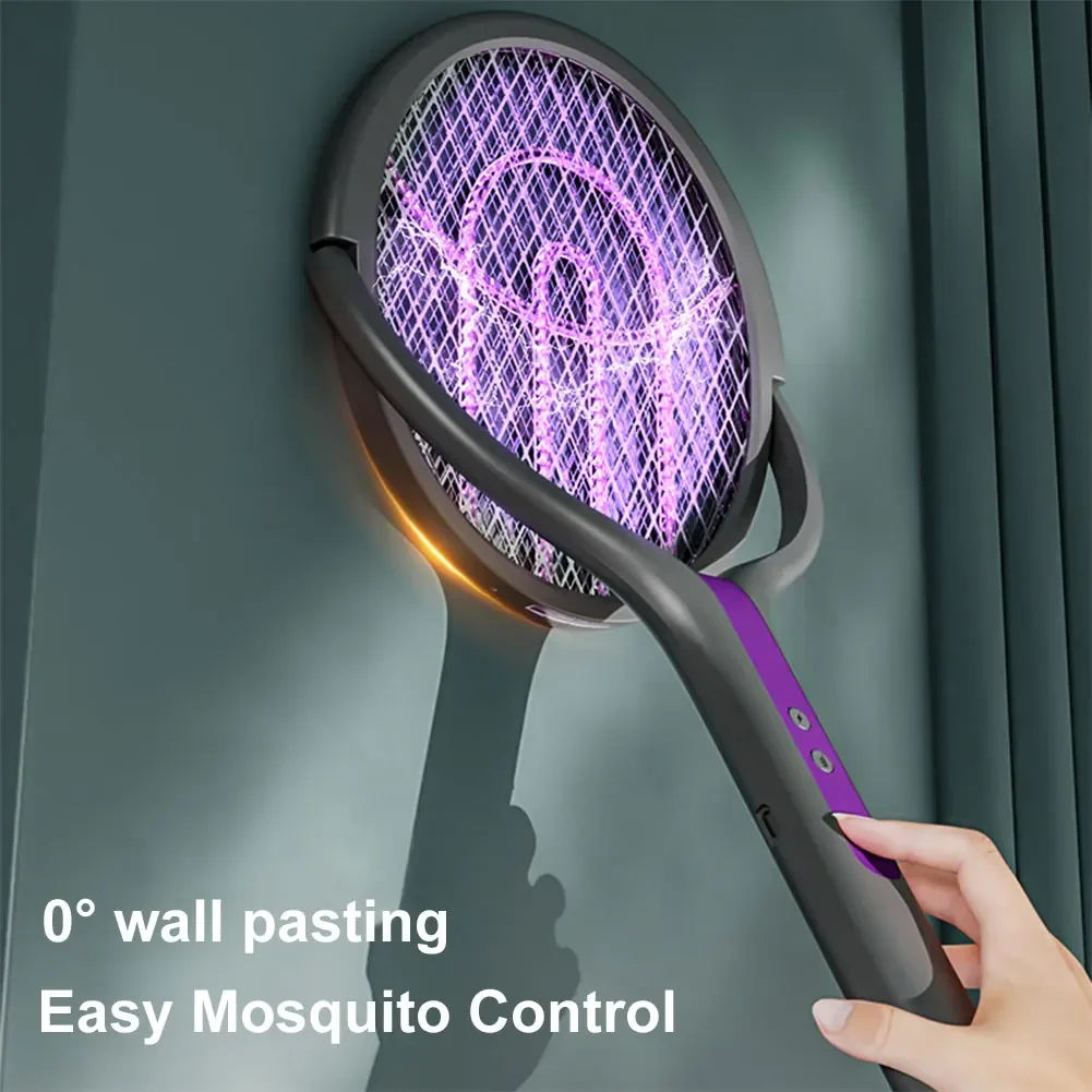 Electric Mosquito Killer Lamp Type-C Charging Foldable Bug Zapper Electric Fly Swatter Anti Mosquito Racket For Indoor Outdoor_voghion.com